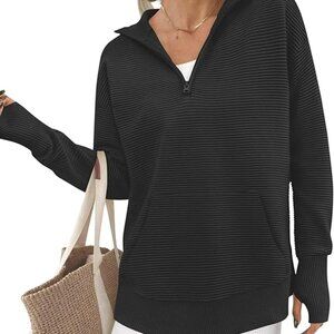NWT Pocket Quarter Zip Pullover V Neck Long Sleeve Knit XXL